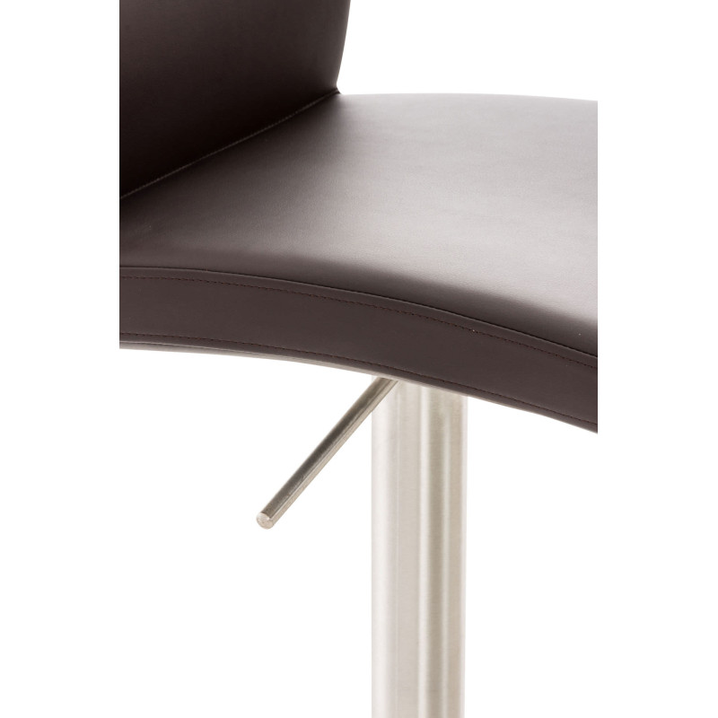 Tabouret de bar Cadiz, similicuir, acier inoxydable brun