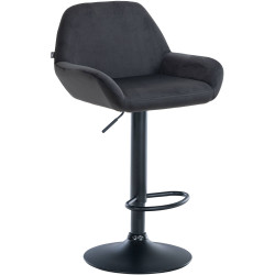 Tabouret de bar Braga velours noir noir