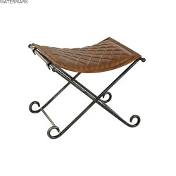 Banc de Pied de Lit DKD Home Decor Noir Métal Marron Cuir (53 x 45 x 44 cm)