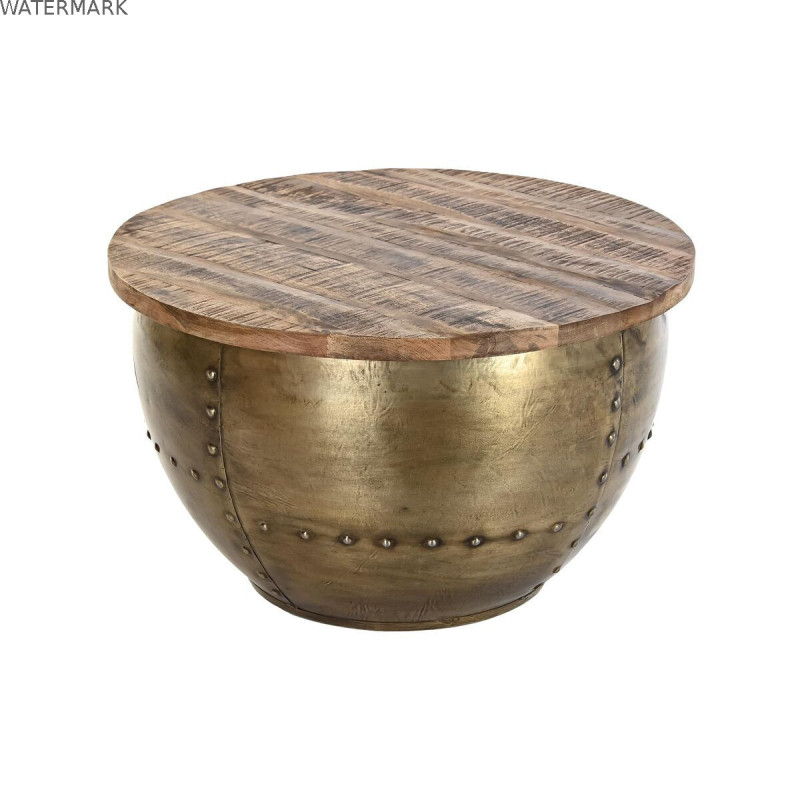 Table Basse DKD Home Decor Glamour Marron Doré Métal Bois de manguier 68 x 68 x 44 cm