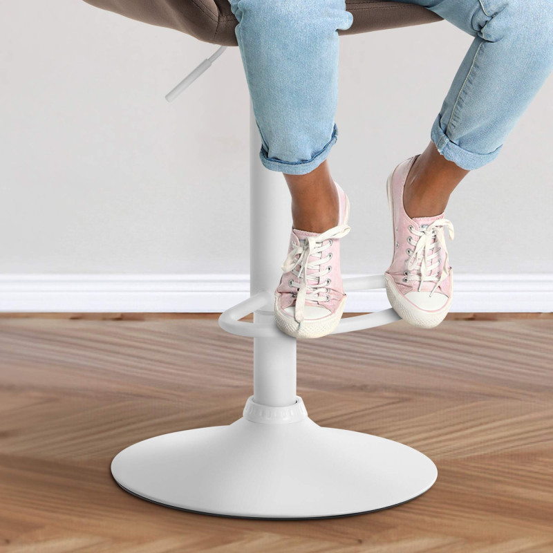 Tabouret de bar Braga velours blanc marron