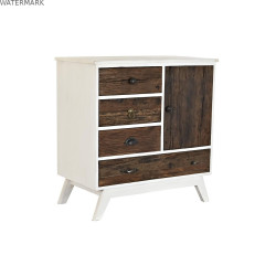 Caisson à Tiroirs DKD Home Decor Métal Blanc Colonial Brun foncé Bois de manguier (72 x 50 x 75 cm)
