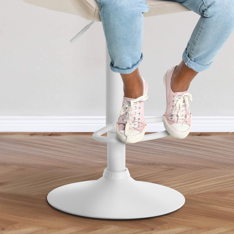 Tabouret de bar Braga velours blanc crème