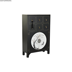 Caisson à Tiroirs DKD Home Decor Noir Doré Sapin Bois MDF Oriental 63 x 28 x 101 cm