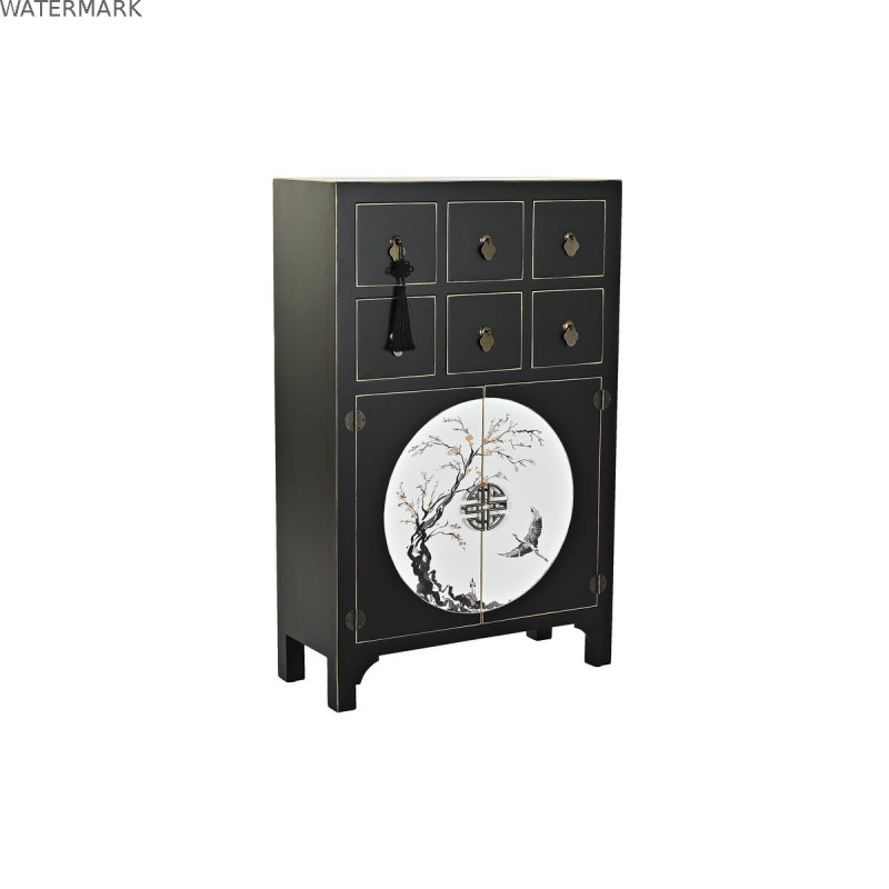 Caisson à Tiroirs DKD Home Decor Noir Doré Sapin Bois MDF Oriental 63 x 28 x 101 cm Caisson à Tiroirs DKD Home Decor Noir Doré Sapin Bois MDF Oriental 63 x 28 x 101 cm