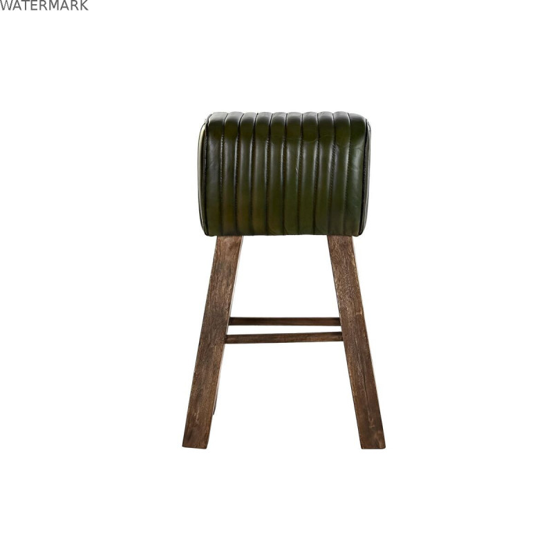 Tabouret DKD Home Decor Bois Marron Cuir Vert (41 x 30 x 79 cm)