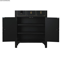 Caisson à Tiroirs DKD Home Decor Noir Doré Sapin Bois MDF Oriental 63 x 28 x 101 cm