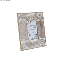 Cadre photo DKD Home Decor Verre Eléphant Marron Blanc Bois de manguier Indien (23 x 1,5 x 28 cm)