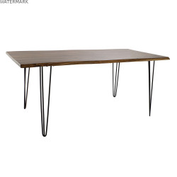 Table de Salle à Manger DKD Home Decor 180 x 87 x 76 cm Noir Métal Marron Bois d'acacia