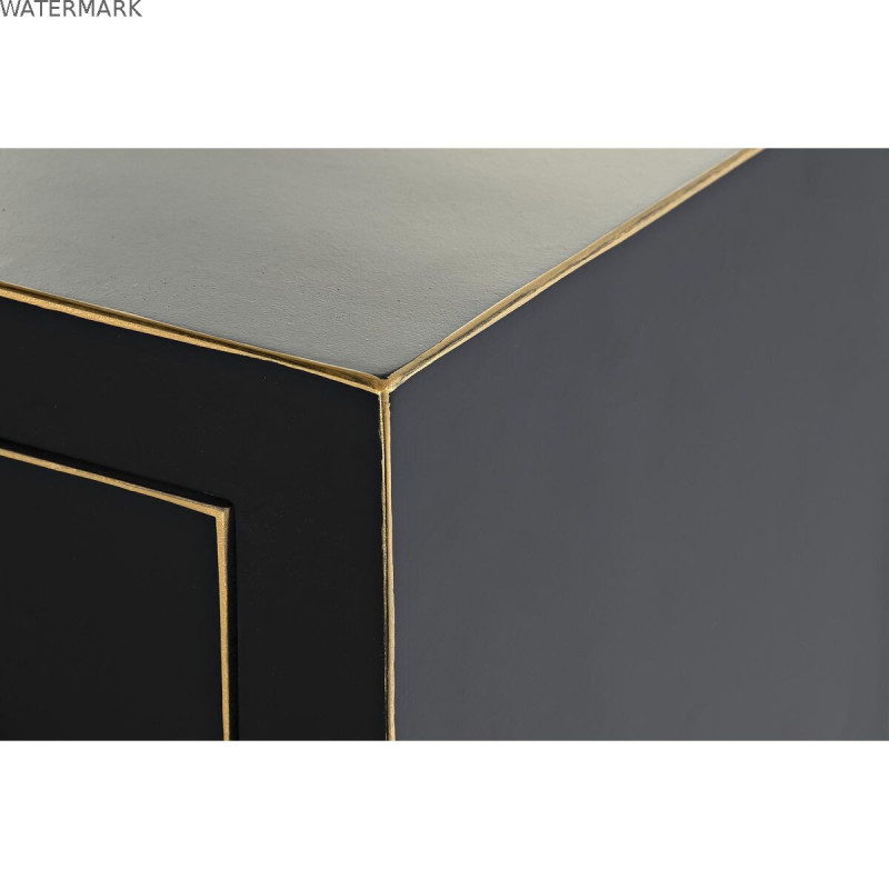 Caisson à Tiroirs DKD Home Decor Noir Doré Sapin Bois MDF Oriental 63 x 28 x 101 cm