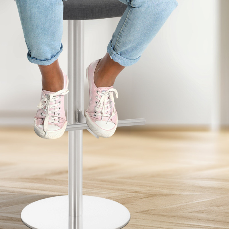 Tabouret de bar Cadiz tissu acier inoxydable gris foncé