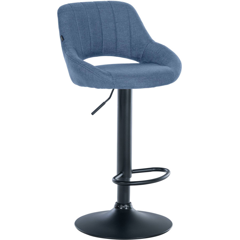 Tabouret de bar Milet tissu noir bleu