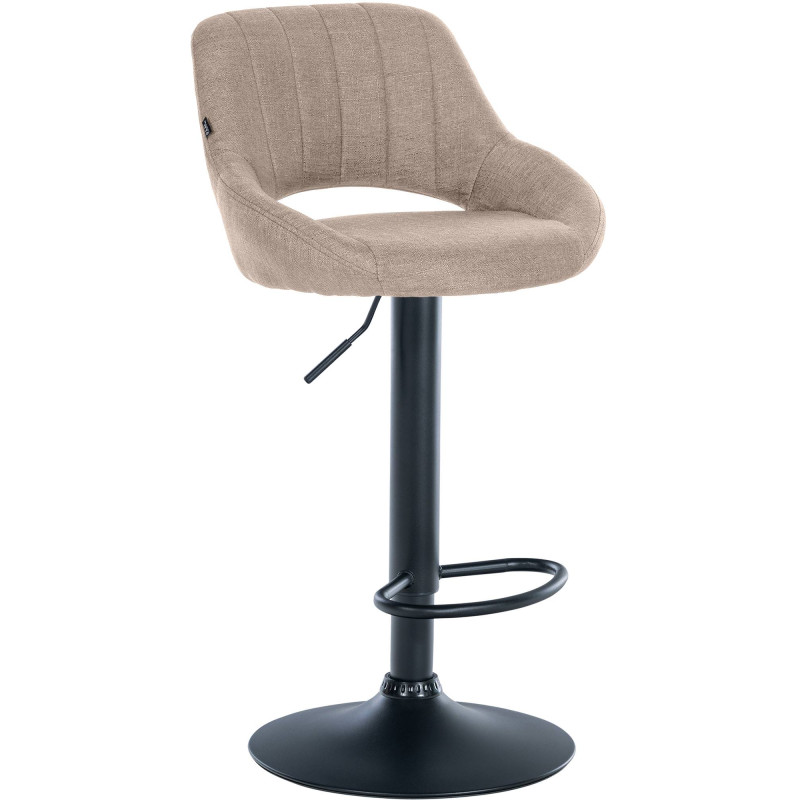 Tabouret de bar Milet tissu noir taupe