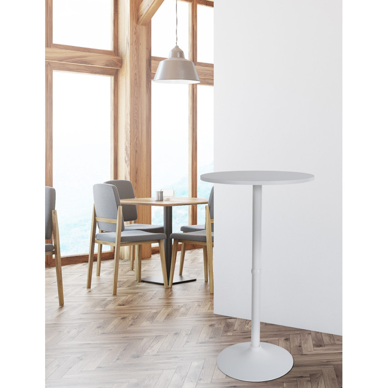 Table de bar ronde blanche/blanche