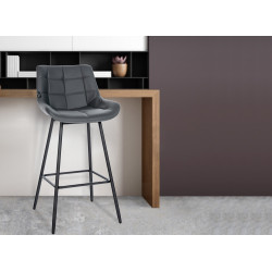 Tabouret de bar Weston simili cuir gris
