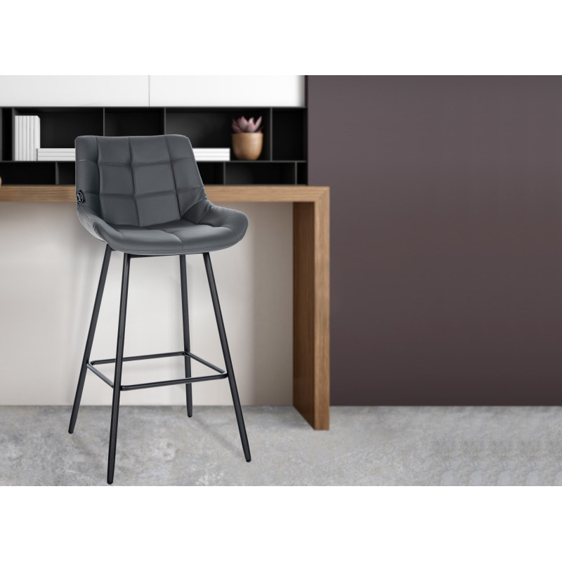 Tabouret de bar Weston simili cuir gris