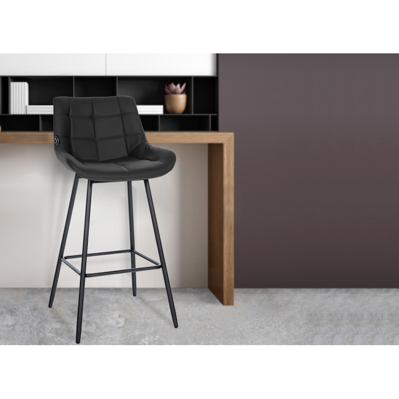 Tabouret de bar Weston, similicuir noir