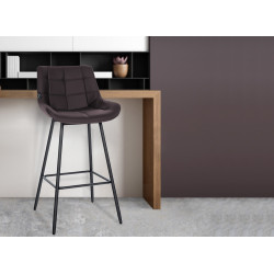 Tabouret de bar Weston, similicuir marron