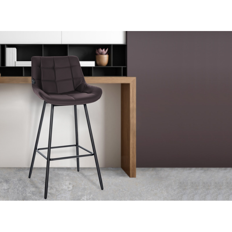 Tabouret de bar Weston, similicuir marron