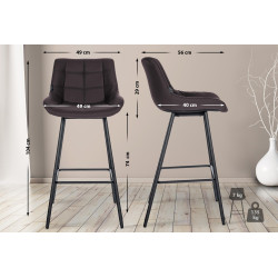 Tabouret de bar Weston, similicuir marron