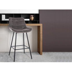 Tabouret de bar Weston en velours gris