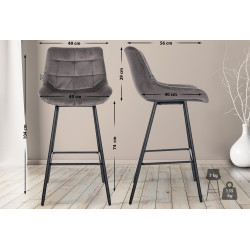 Tabouret de bar Weston en velours gris