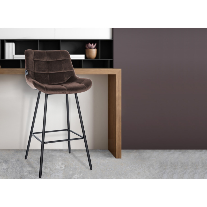 Tabouret de bar Weston en velours marron