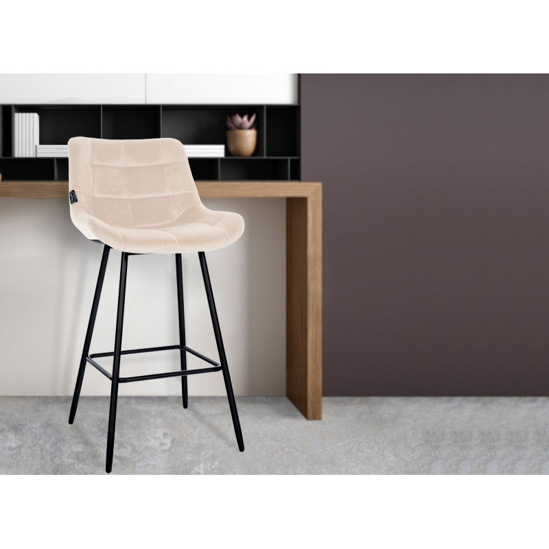 Tabouret de bar Weston velours crème