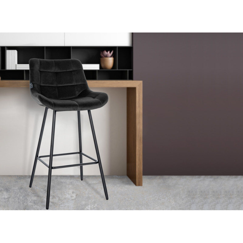 Tabouret de bar Weston en velours noir