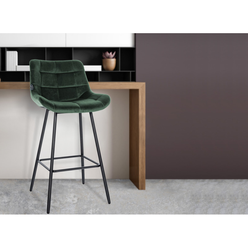 Tabouret de bar Weston en velours vert foncé