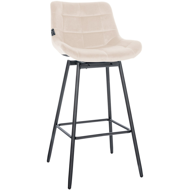 Tabouret de bar pivotant Weston en velours crème