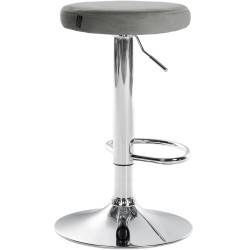Tabouret de bar Ponte velours chromé gris