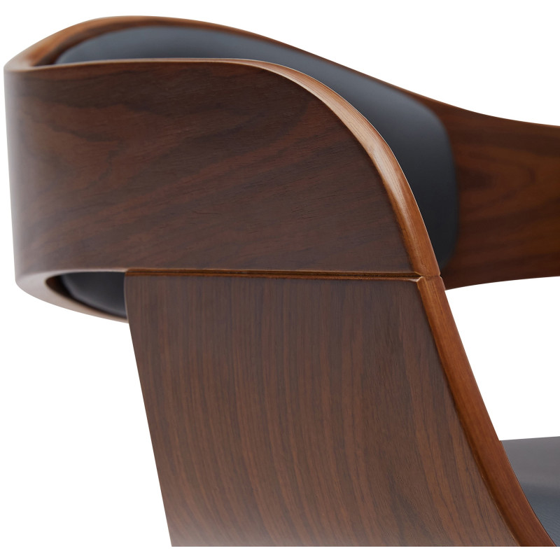 Tabouret de bar Kingston B simili cuir noyer/noir