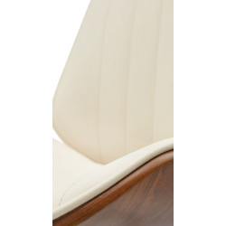 Tabouret de bar Nova simili cuir noir noyer/crème