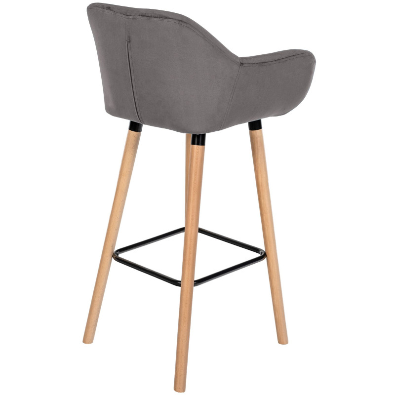 Tabouret de bar Grant en velours gris