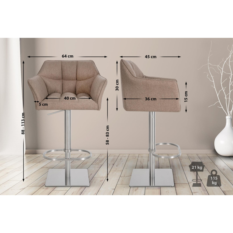 Tabouret de bar Damaso E feutre taupe