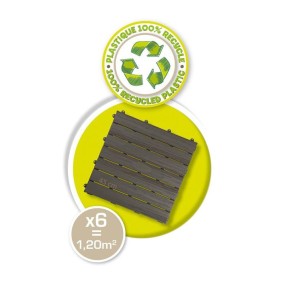 Smoby - Set de 6 dalles - Plancher de Maison - Anti-UV - 45x45cm - Effet texturé bois - Plastique 100% recyclé - Fabriqué en Fra