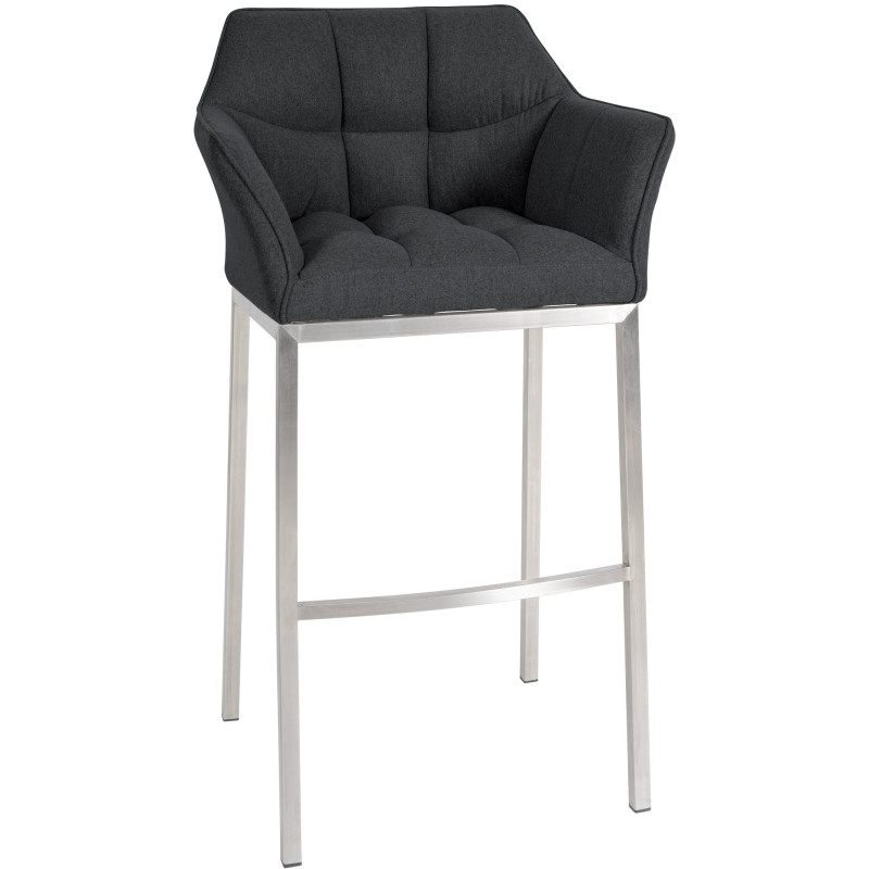 Tabouret de bar Damaso E en feutre avec structure à 4 pieds anthracite