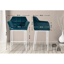 Tabouret de bar Damaso W en velours avec structure à 4 pieds vert