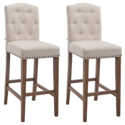 Ensemble de 2 tabourets de bar Louise, tissu antique clair crème