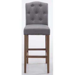 Lot de 2 tabourets de bar Louise en tissu gris clair antique