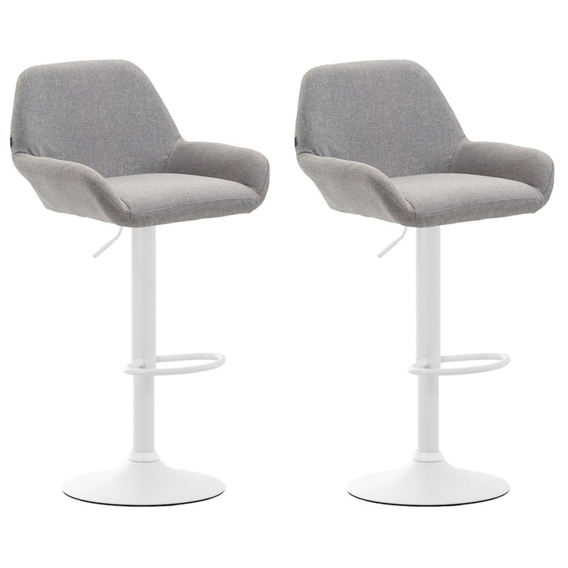 Lot de 2 tabourets de bar Braga en tissu blanc