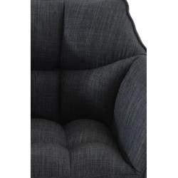 Tabouret de bar Damaso W en tissu avec structure à 4 pieds gris foncé