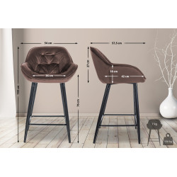 Lot de 2 tabourets de bar Gibson 76 velours marron