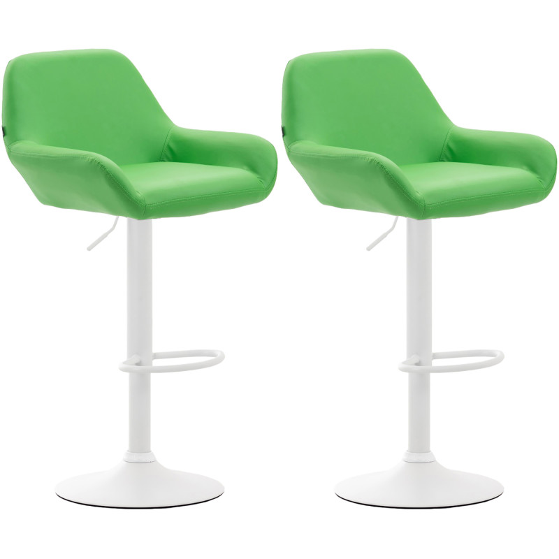 Lot de 2 tabourets de bar Braga simili cuir blanc