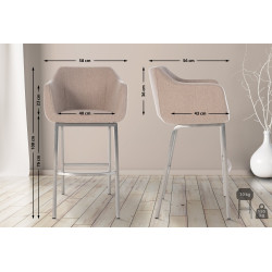 Tabouret de bar Monea E feutre taupe
