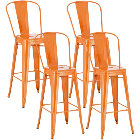 Lot de 4 tabourets de bar Aiden orange