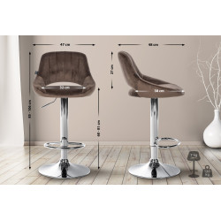 Tabouret de bar Milet velours chrome marron