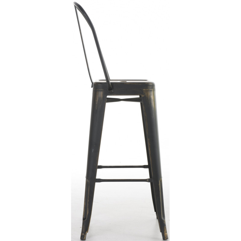 Ensemble de 4 tabourets de bar antiques Aiden noir et or