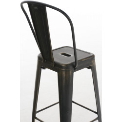 Ensemble de 4 tabourets de bar antiques Aiden noir et or